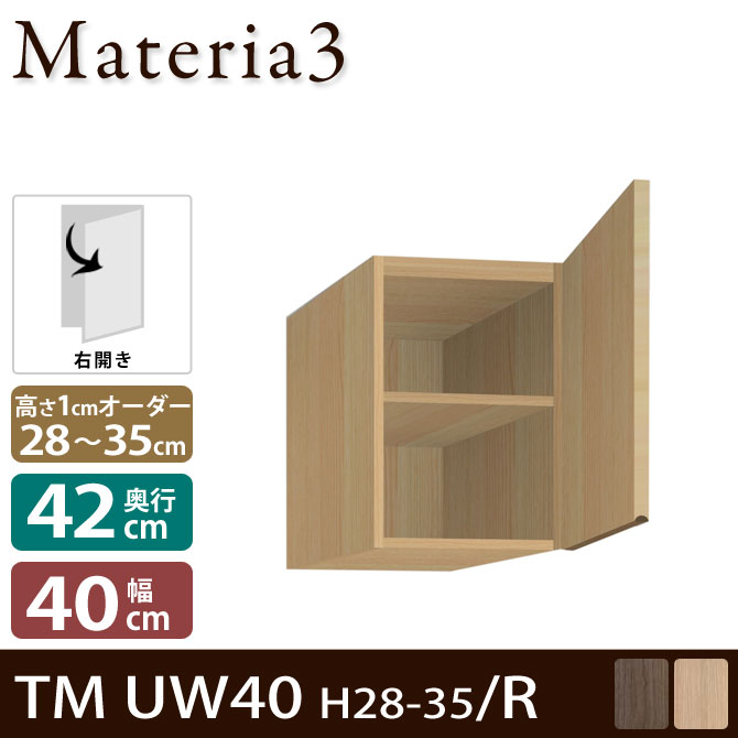 壁面収納 Materia3 TM D42 UW40 H28-35 【奥行42cm】 【右開き】 上置き 幅40cm 高さ28～35cm(1cm単位オーダー) 7773164