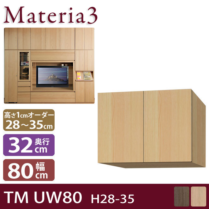 壁面収納 Materia3 TM D32 UW80 H28-35 【奥行32cm】 上置き 幅80cm 高さ28～35cm(1cm単位オーダー) 7773392